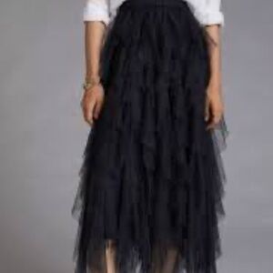 Chéri Ruffled Tulle Midi Skirt in Black by Anthropologie (2x)